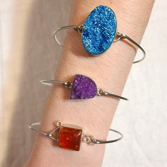 Artist Couture Jewelry - Set of three druzy stone bracelets
